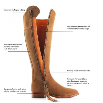 Fairfax and Favor Fairfax & Favor Regular Fit Flat Regina Boots – Tan Suede – Womens Boots - Crep Direct UK
