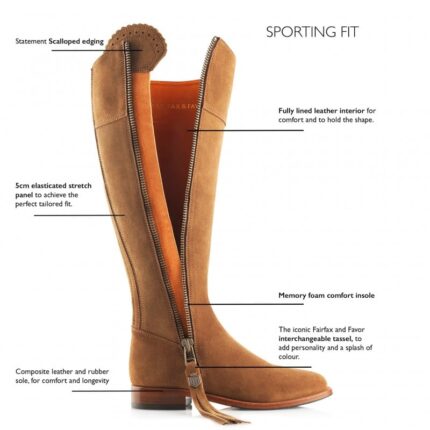Fairfax and Favor Fairfax & Favor Sporting Fit Flat Regina Boots – Tan Suede – Womens Boots - Crep Direct UK