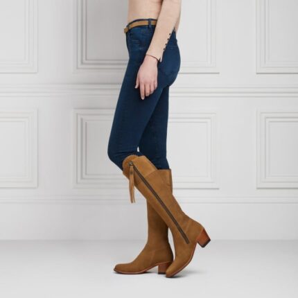 Fairfax and Favor Fairfax & Favor Standard Fit Heeled Regina Boots – Tan Suede – Womens Boots - Crep Direct UK