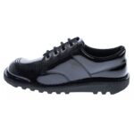 Kickers Kick Lo Core Junior School Shoes – Black Patent – Girls School Shoes - Crep Direct UK