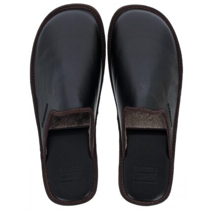 Nordikas Norwood III 131 Mule Slippers – Black Leather – Mens Slippers - Crep Direct UK