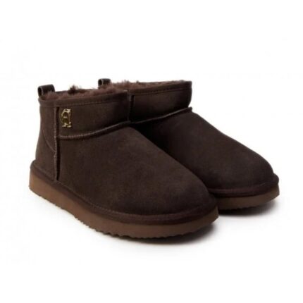 Holland Cooper Ultra Mini Shearling Boot - Chocolate Suede - Womens Boots