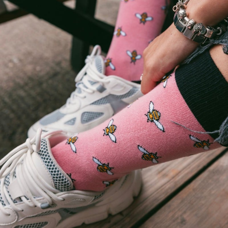 Swole Panda Bumblebee Bamboo Socks – Pink – Ladies Clothing - Crep Direct UK