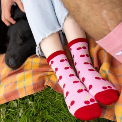 Swole Panda Cherry Bamboo Socks – Pink – Ladies Clothing - Crep Direct UK