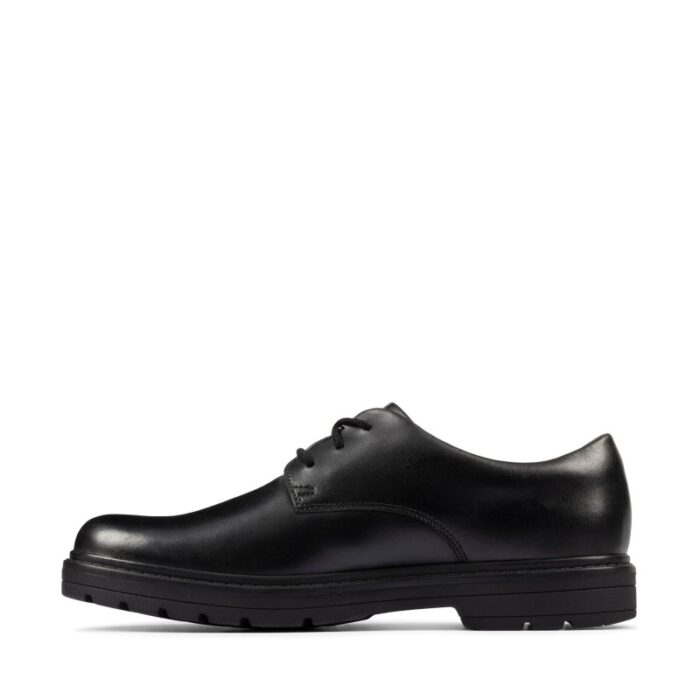 Clarks Loxham Derby Youth School Shoes – Black Leather – Boys School Shoes - Crep Direct UK