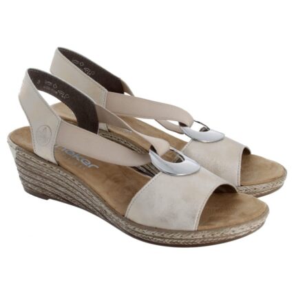 Rieker 624h6 Wedge Sandals – Muschel – Womens Sandals, Sliders & Toe Posts - Crep Direct UK