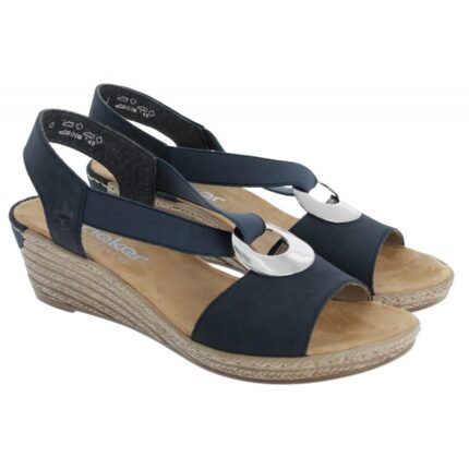 Rieker 624h6 Wedge Sandals – Pazifik Blue – Womens Sandals, Sliders & Toe Posts - Crep Direct UK