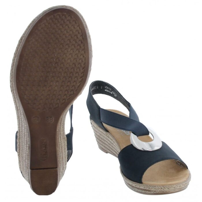 Rieker 624h6 Wedge Sandals – Pazifik Blue – Womens Sandals, Sliders & Toe Posts - Crep Direct UK