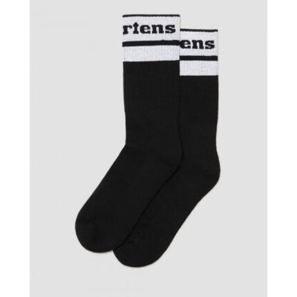 Dr. Martens Athletic Logo Socks – Black/White Textile – Mens Clothing - Crep Direct UK