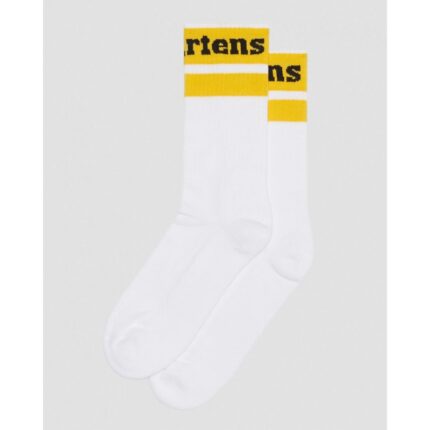 Dr. Martens Athletic Logo Socks – White/Yellow Textile – Mens Clothing - Crep Direct UK
