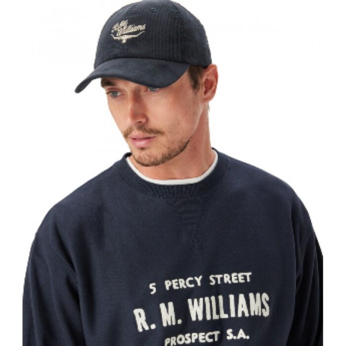 R. M. Williams Script Longhorn Cord Cap – Slate Cotton Corduroy – Mens Clothing - Crep Direct UK