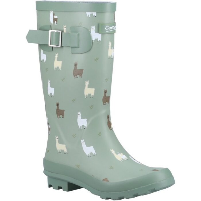Cotswold Farmyard Junior Wellingtons – Green Alpaca – Girls Wellies - Crep Direct UK