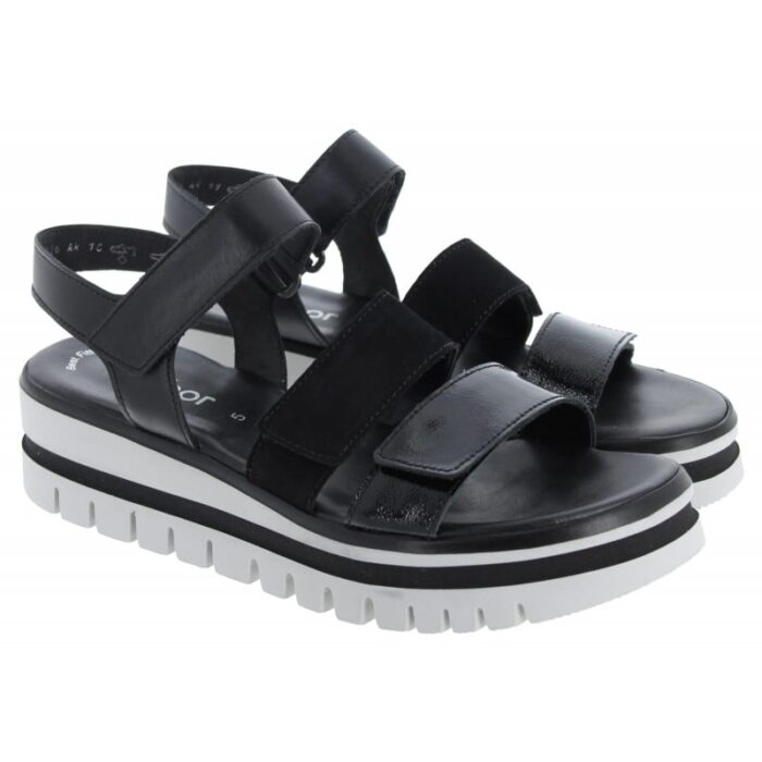 Gabor Alfa 44.620 Sandals – Black Patent – Womens Sandals, Sliders & Toe Posts - Crep Direct UK