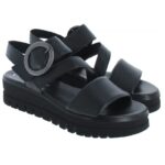 Gabor Amarillo 64.627 Sandals – Black Leather – Womens Sandals, Sliders & Toe Posts - Crep Direct UK