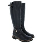 Panama Jack Amberes Igloo Trav Knee High Boots – Black Leather – Womens Boots - Crep Direct UK