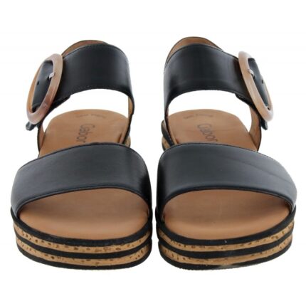 Gabor Andre 64.550 Sandals – Black Leather – Womens Sandals, Sliders & Toe Posts - Crep Direct UK