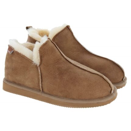 Shepherd of Sweden Anton Mens Sheepskin Slippers - Antique/Cognac - Mens Slippers