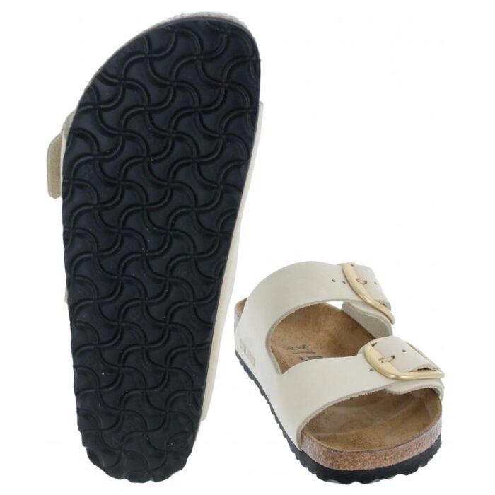 Birkenstock Arizona 1026585 Big Buckle Sandals – Ecru Nubuck Leather – Womens Sandals, Sliders & Toe Posts - Crep Direct UK