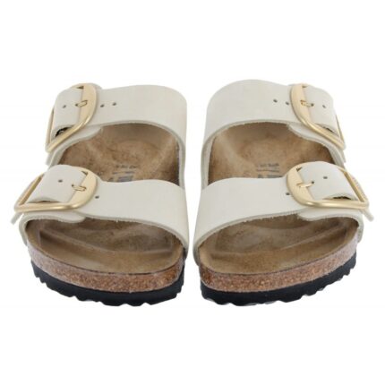 Birkenstock Arizona 1026585 Big Buckle Sandals – Ecru Nubuck Leather – Womens Sandals, Sliders & Toe Posts - Crep Direct UK