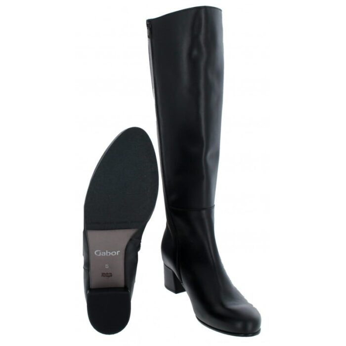 Gabor Ashby M 55.689 Knee High Boots – Black Leather – Womens Boots - Crep Direct UK