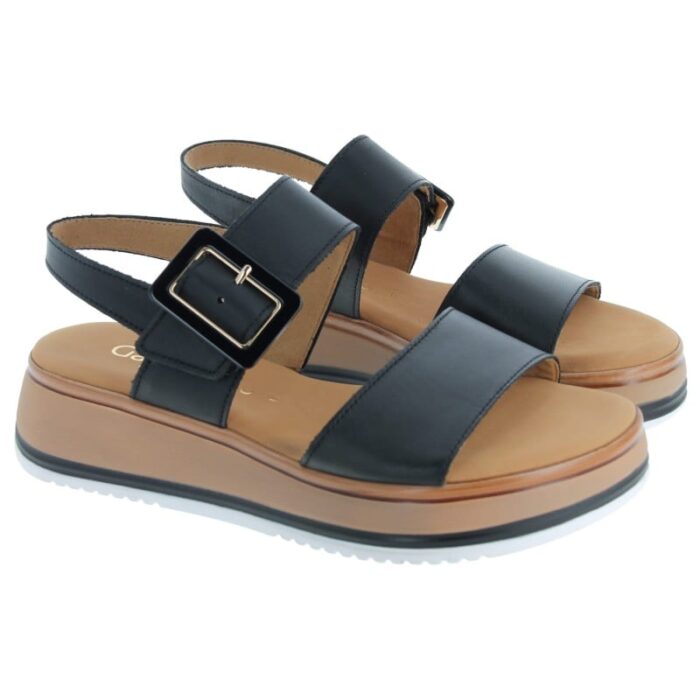 Gabor Aviemore 42.744 Sandals – Black Leather – Womens Sandals, Sliders & Toe Posts - Crep Direct UK