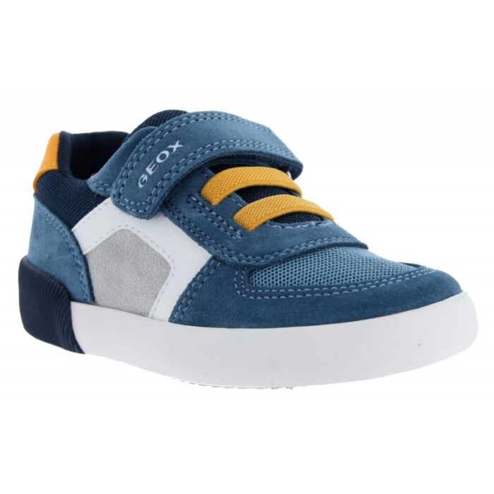 Geox B Gisli B551NB Trainers – Jeans / Yellow – Boys Shoes - Crep Direct UK