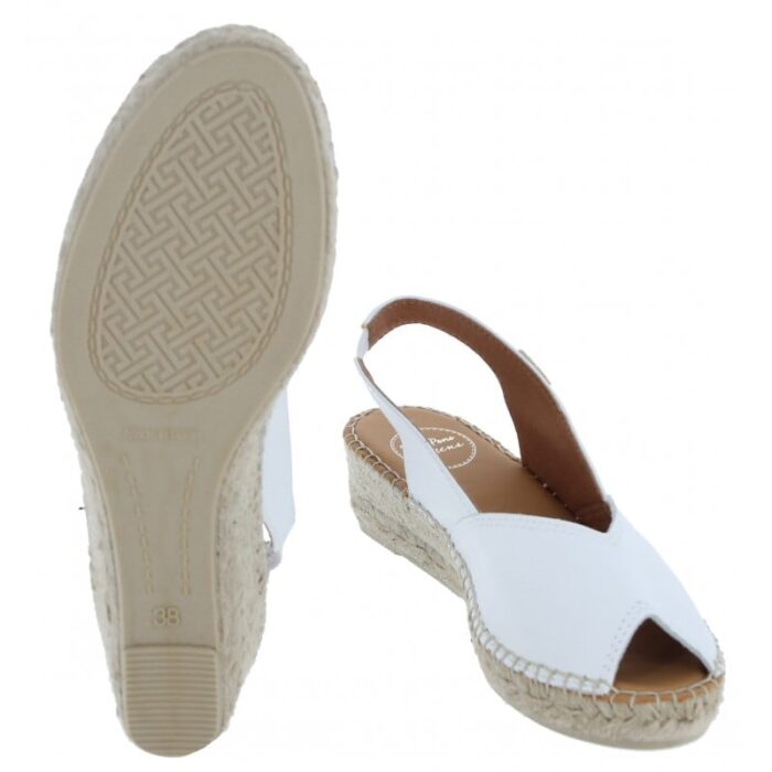 Toni Pons Bernia-P Peep Toe Espadrilles – White Leather – Womens Sandals, Sliders & Toe Posts - Crep Direct UK