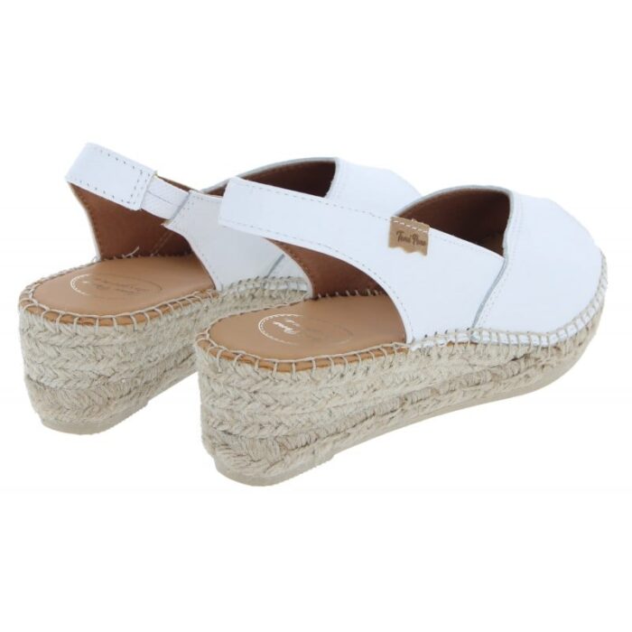 Toni Pons Bernia-P Peep Toe Espadrilles – White Leather – Womens Sandals, Sliders & Toe Posts - Crep Direct UK
