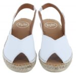Toni Pons Bernia-P Peep Toe Espadrilles – White Leather – Womens Sandals, Sliders & Toe Posts - Crep Direct UK