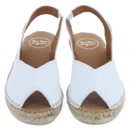 Toni Pons Bernia-P Peep Toe Espadrilles – White Leather – Womens Espadrilles - Crep Direct UK