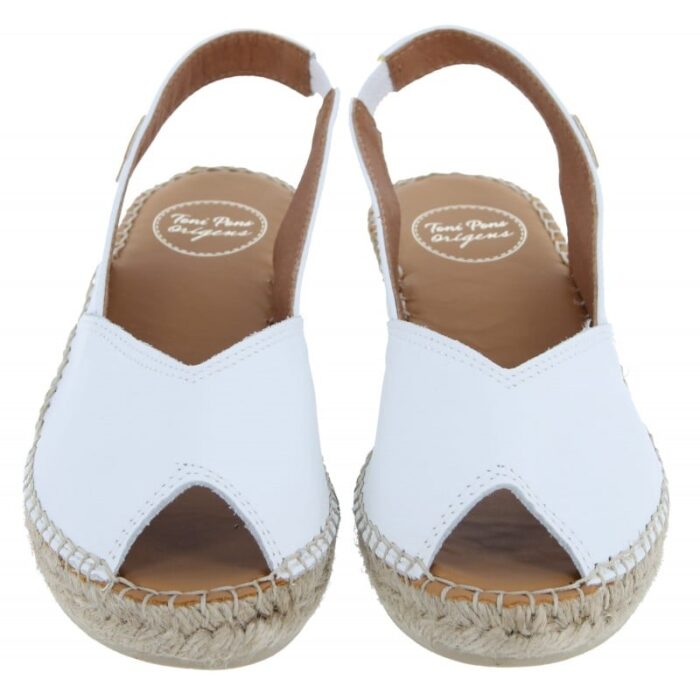 Toni Pons Bernia-P Peep Toe Espadrilles – White Leather – Womens Sandals, Sliders & Toe Posts - Crep Direct UK