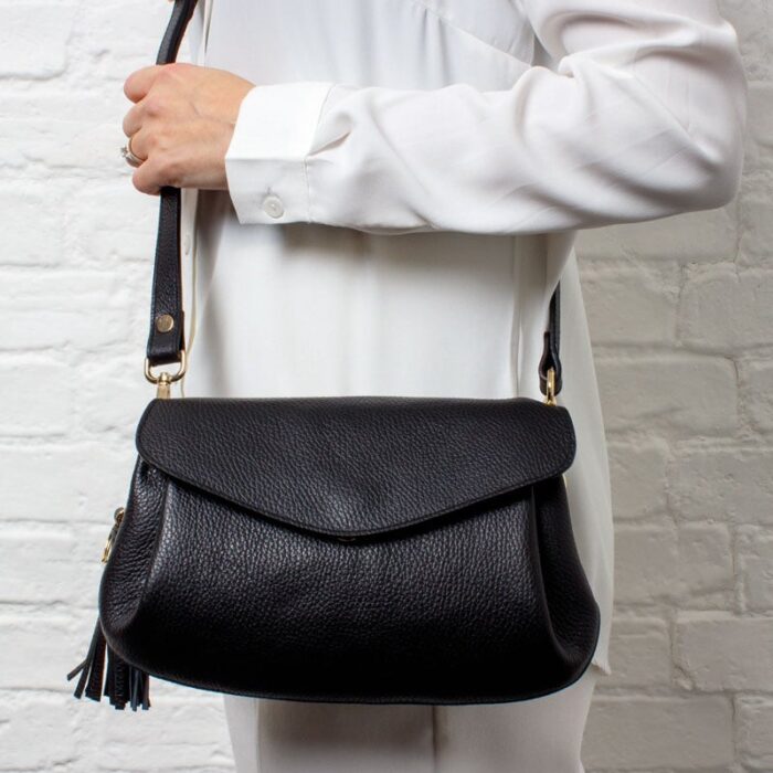 The Golden Boot Golden Boot Alba Shoulder Bag – Black Leather – Personalised Gifts for Her - Crep Direct UK