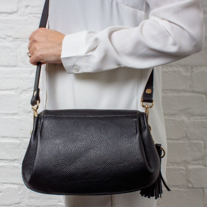 The Golden Boot Golden Boot Alba Shoulder Bag – Black Leather – Personalised Gifts for Her - Crep Direct UK