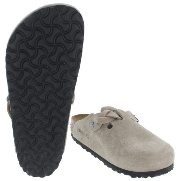 Birkenstock Boston Braided Clogs 1026667 – Taupe Suede – Womens Sandals, Sliders & Toe Posts - Crep Direct UK