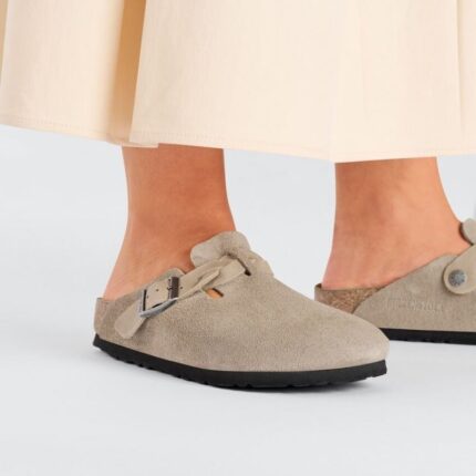 Birkenstock Boston Braided Clogs 1026667 – Taupe Suede – Womens Sandals, Sliders & Toe Posts - Crep Direct UK