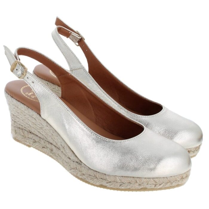 Toni Pons Bremen-5P Espadrilles – Platinum Leather – Womens Espadrilles - Crep Direct UK