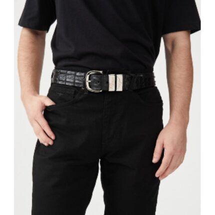 R. M. Williams Crocodile Drover 1.5″ Belt CB660 – Black – Mens Belts - Crep Direct UK