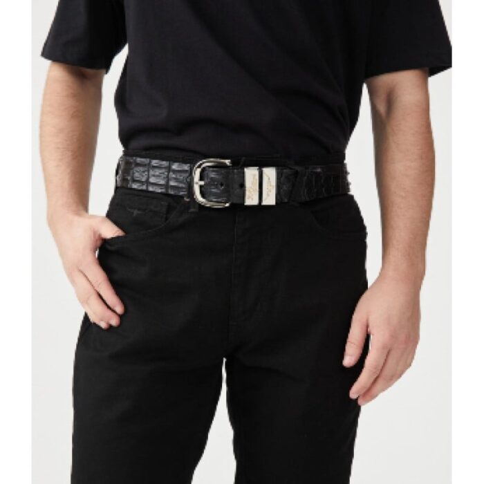 R. M. Williams Crocodile Drover 1.5″ Belt CB660 – Black – Mens Belts - Crep Direct UK