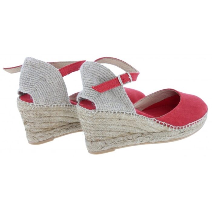 Toni Pons Caldes Wedge Espadrilles – Vermell Linen – Womens Espadrilles - Crep Direct UK