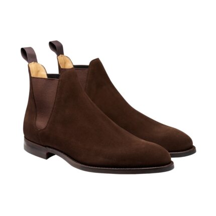 Crockett & Jones Crockett & Jones Chelsea 8 Boots – Dark Brown Suede – Mens Boots - Crep Direct UK