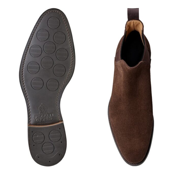 Crockett & Jones Crockett & Jones Chelsea 8 Boots – Dark Brown Suede – Mens Boots - Crep Direct UK