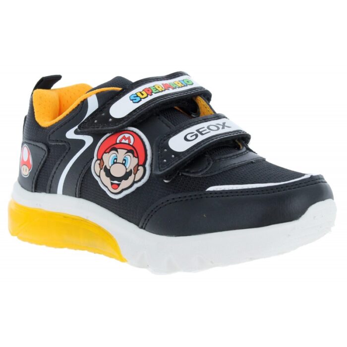 Geox J Ciberdron J46LBI Trainers – Black / Yellow – Girls Shoes - Crep Direct UK