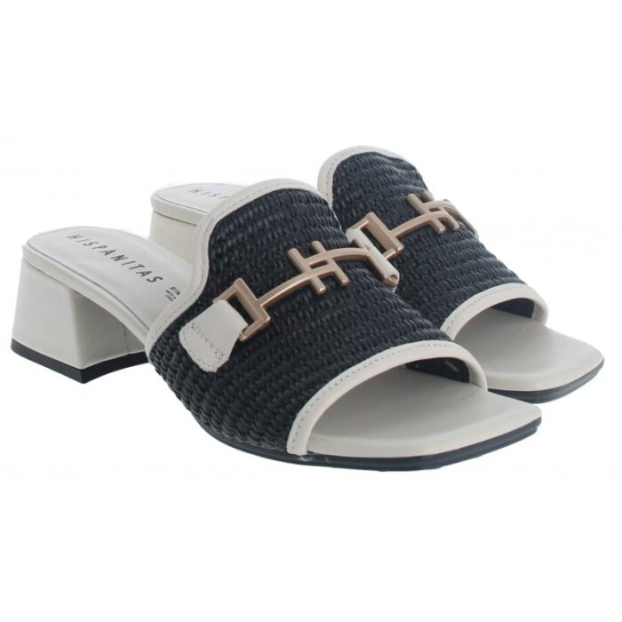 Hispanitas Dallas RHV254071 Mules – Black/Cream Leather – Womens Sandals, Sliders & Toe Posts - Crep Direct UK