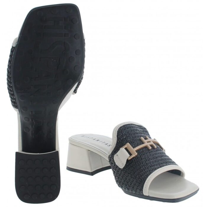Hispanitas Dallas RHV254071 Mules – Black/Cream Leather – Womens Sandals, Sliders & Toe Posts - Crep Direct UK