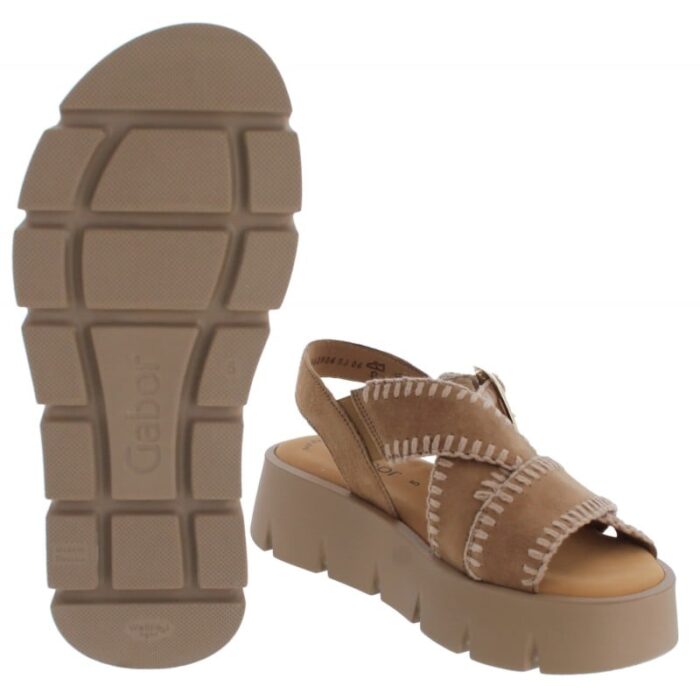 Gabor Dart 64.751 Wedge Sandals – Walnut Suede – Womens Sandals, Sliders & Toe Posts - Crep Direct UK