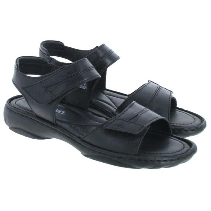 Josef Seibel Debra 19 76719 Velcro Sandals – Black Leather – Womens Sandals, Sliders & Toe Posts - Crep Direct UK