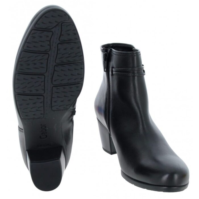 Gabor Ela 35.522 Ankle Boots – Black Leather – Womens Boots - Crep Direct UK