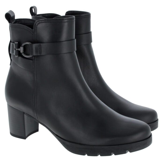 Gabor Engage 52.072 Heeled Ankle Boots – Black Leather – Womens Boots - Crep Direct UK