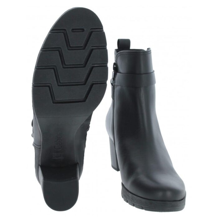 Gabor Engage 52.072 Heeled Ankle Boots – Black Leather – Womens Boots - Crep Direct UK
