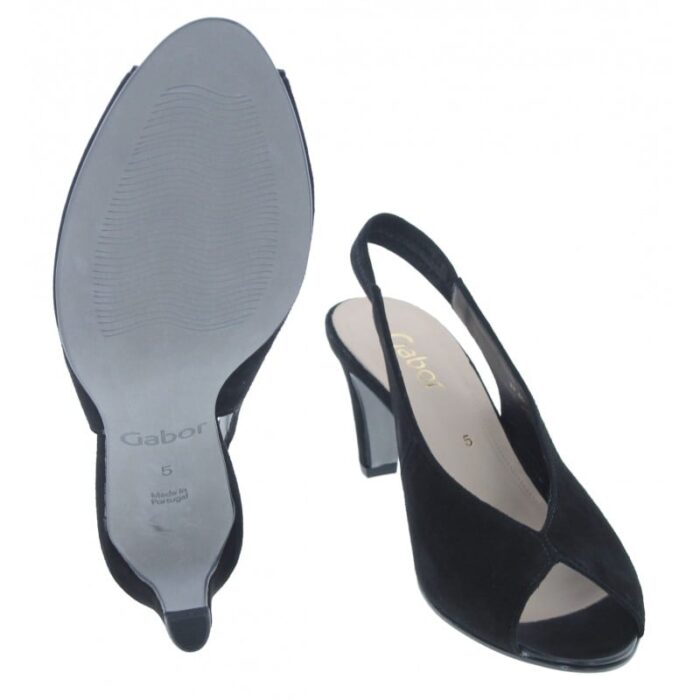 Gabor Eternity 41.800 High Heel Sandals – Black Suede – Womens Sandals, Sliders & Toe Posts - Crep Direct UK